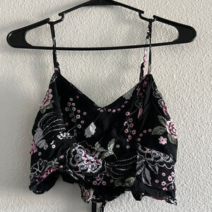House Of Three Crop Top Womens Floral Black